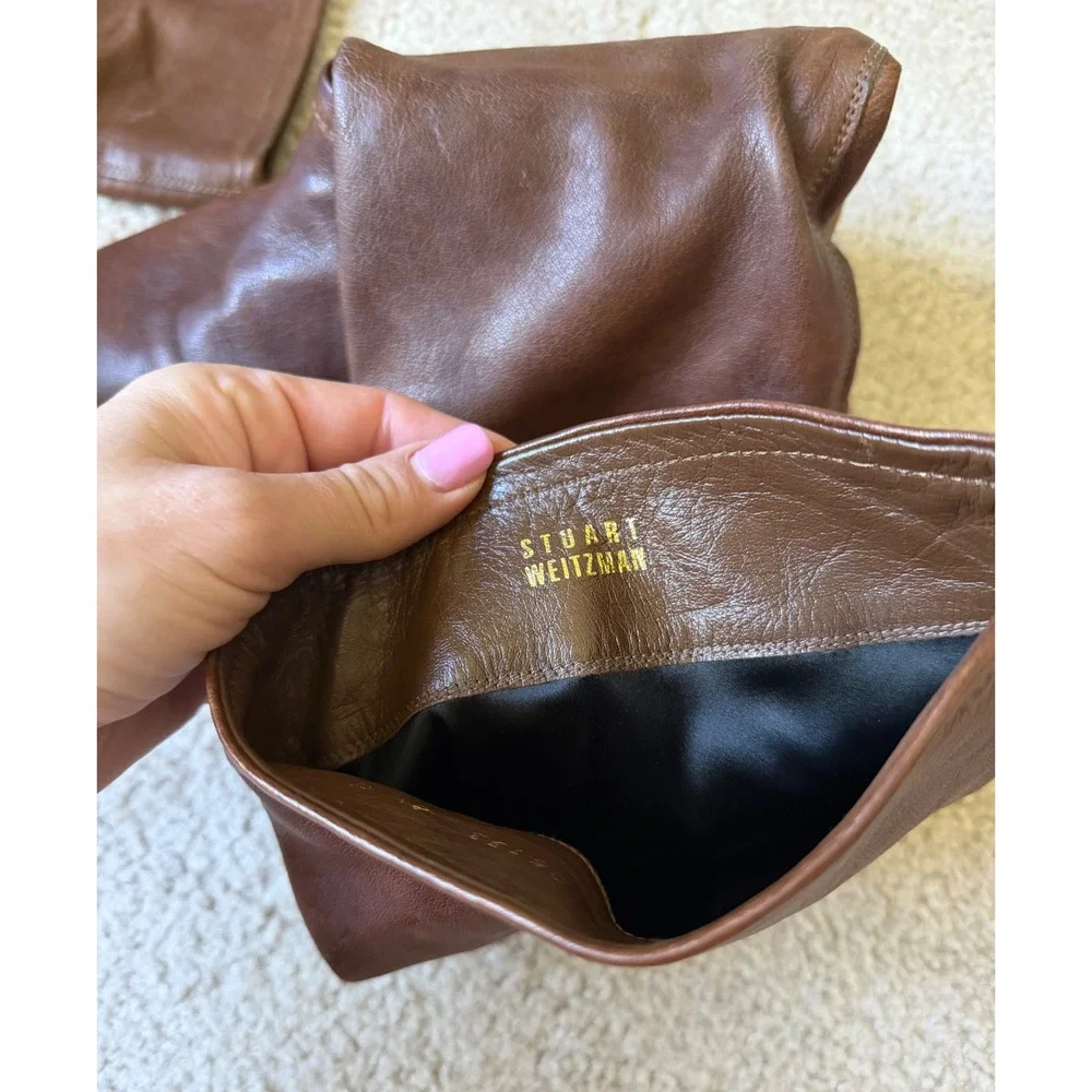 Stuart Weitzman Riding Boots Leather Brown 8.5 M